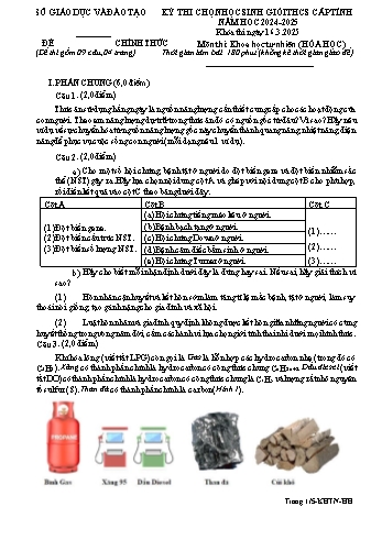 Đề thi Học sinh giỏi THCS cấp Tỉnh môn Khoa học tự nhiên (Hóa học) - Năm học 2024-2025