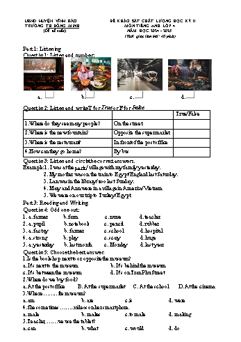 Đề thi khảo sát chất lượng học kỳ II Tiếng Anh Lớp 4 - Năm học 2024-2025 - Trường Tiểu học Đồng Minh (Có đáp án + File nghe)