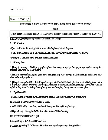 Giáo án môn Lịch sử 7 - Chương trình học kỳ I - Năm học 2022-2023