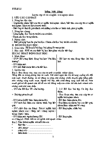 Giáo án môn Tiếng Việt Khối 3 - Tuần 12