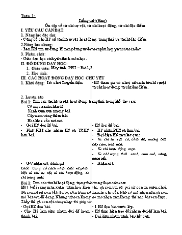 Giáo án môn Tiếng Việt Khối 3 - Tuần 1