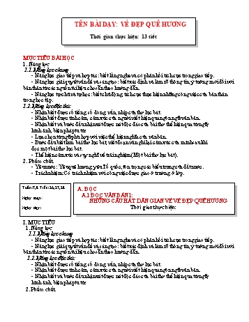 Giáo án Ngữ văn 6 Sách Chân trời sáng tạo - Bài 3: Vẻ đẹp quê hương - Năm học 2022-2023