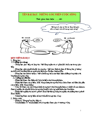 Giáo án Ngữ văn 6 Sách Chân trời sáng tạo - Bài 8: Những góc nhìn cuộc sống