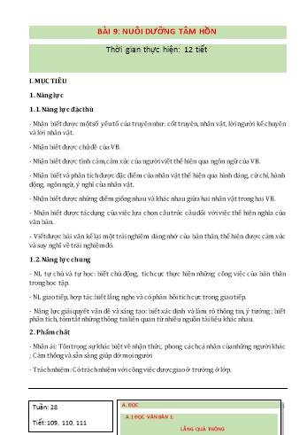 Giáo án Ngữ văn 6 Sách Chân trời sáng tạo - Bài 9: Nuôi dưỡng tâm hồn (12 tiết)