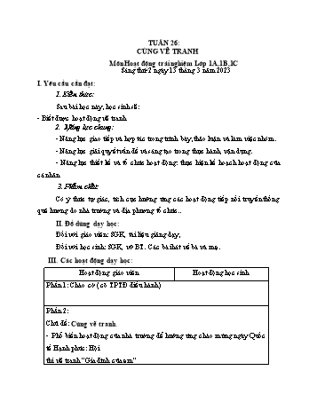 Kế hoạch bài dạy Âm nhạc & Hoạt động trải nghiệm Lớp 1, 2, 4, 5 - Tuần 26 - Năm học 2022-2023 - Lê Thị Kim Chung