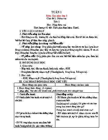 Kế hoạch bài dạy Âm nhạc Khối 3 Sách Cánh diều - Chủ đề 1 + 2 - Năm học 2022-2023 - Vũ Thị Hương Anh