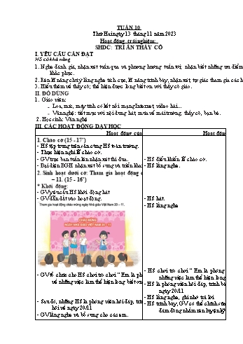 Kế hoạch bài dạy các môn Khối 3 - Tuần 10 - Năm học 2023-2024 - Trương Thị Phấn