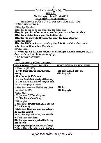 Kế hoạch bài dạy các môn Khối 3 - Tuần 13 - Năm học 2023-2024 - Trương Thị Phấn