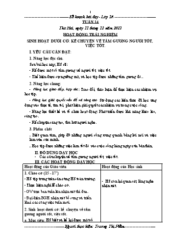 Kế hoạch bài dạy các môn Khối 3 - Tuần 14 - Năm học 2023-2024 - Trương Thị Phấn