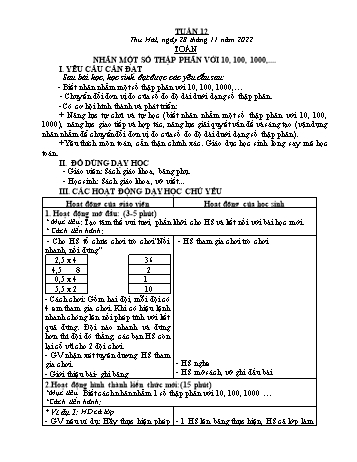 Kế hoạch bài dạy các môn Khối 5 - Tuần 12 - Năm học 2022-2023 - Trần Thị Nhật Bích
