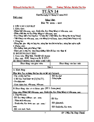 Kế hoạch bài dạy các môn Lớp 1 - Tuần 14 - Năm học 2022-2023 - Phạm Thị Trà Giang