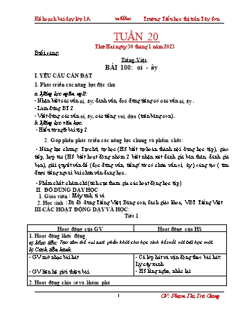 Kế hoạch bài dạy các môn Lớp 1 - Tuần 20 - Năm học 2022-2023 - Phạm Thị Trà Giang