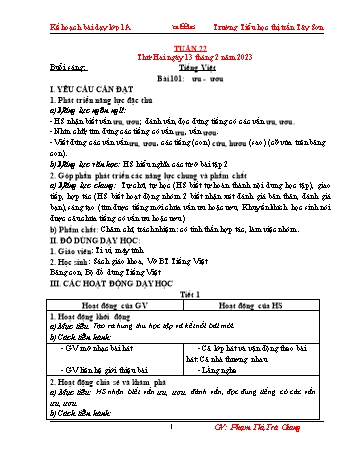 Kế hoạch bài dạy các môn Lớp 1 - Tuần 22 - Năm học 2022-2023 - Phạm Thị Trà Giang
