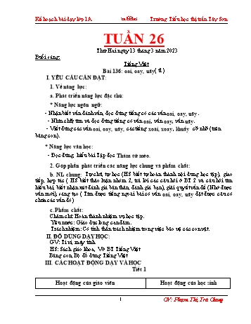 Kế hoạch bài dạy các môn Lớp 1 - Tuần 26 - Năm học 2022-2023 - Phạm Thị Trà Giang