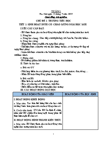 Kế hoạch bài dạy các môn Lớp 2 - Tuần 1 - Năm học 2022-2023 - Nguyễn Thị Hồng