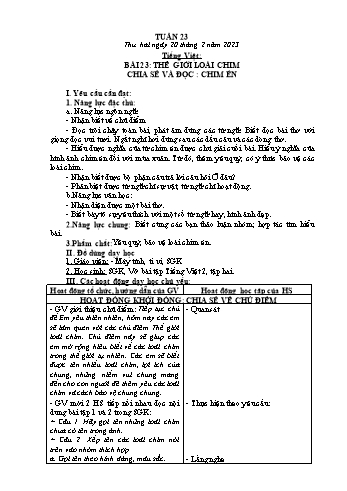 Kế hoạch bài dạy các môn Lớp 2 - Tuần 23 - Năm học 2022-2023 - Nguyễn Thị Hồng