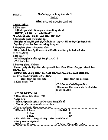 Kế hoạch bài dạy các môn Lớp 4 - Tuần 2 - Năm học 2021-2022