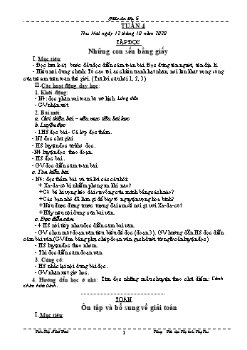 Kế hoạch bài dạy các môn Lớp 5 - Tuần 4 - Năm học 2020-2021 - Trần Thị Nhật Bích