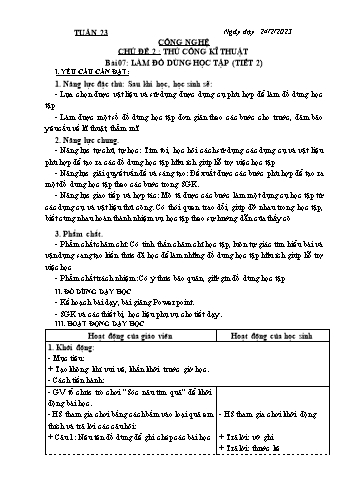 Kế hoạch bài dạy Công nghệ Lớp 3 Sách Kết nối tri thức - Tuần 23. Bài 7: Làm đồ dùng học tập - Năm học 2022-2023 - Đoàn Thị Ngọc Mùi