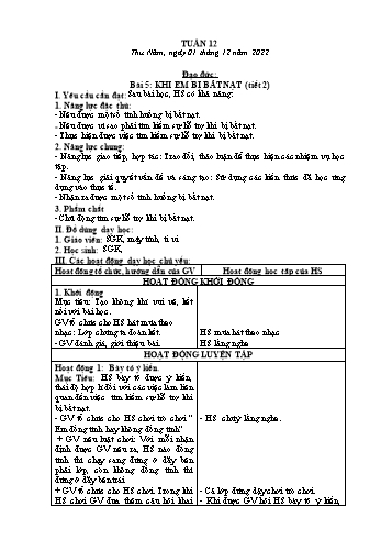 Kế hoạch bài dạy Đạo đức Lớp 2 Sách Cánh diều - Tuần 12. Bài 5: Khi em bị bắt nạt (Tiết 2) - Năm học 2022-2023 - Phạm Thị Bích Liễu