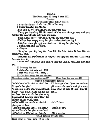 Kế hoạch bài dạy Đạo đức Lớp 2 Sách Cánh diều - Tuần 2: Quý trọng thời gian (Tiết 2) - Năm học 2022-2023 - Phạm Thị Bích Liễu