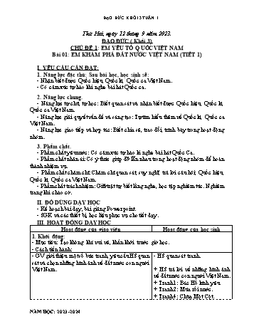 Kế hoạch bài dạy Đạo đức & Tự nhiên và Xã hội Khối 3 - Tuần 1 - Năm học 2023-2024 - Phạm Thị Bích Liễu