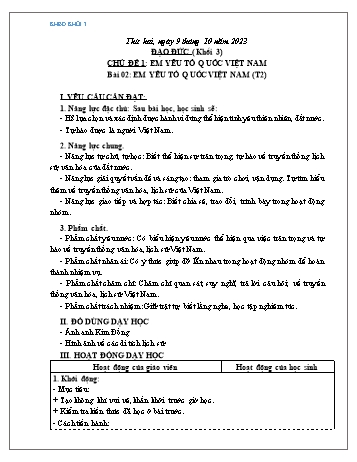 Kế hoạch bài dạy Đạo đức & Tự nhiên và Xã hội Khối 3 - Tuần 5 - Năm học 2023-2024 - Phạm Thị Bích Liễu