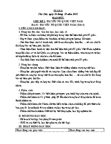 Kế hoạch bài dạy Đạo đức & Tự nhiên và Xã hội Khối 3 - Tuần 6 - Năm học 2023-2024 - Phạm Thị Bích Liễu