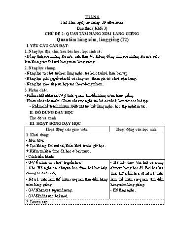 Kế hoạch bài dạy Đạo đức & Tự nhiên và Xã hội Khối 3 - Tuần 8 - Năm học 2023-2024 - Phạm Thị Bích Liễu