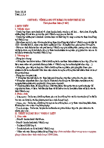 Kế hoạch bài dạy Giáo dục địa phương (Vĩnh Long) Lớp 8 - Tuần 18 + Tuần 19 - Trường THCS Chánh An