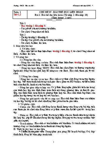 Kế hoạch bài dạy Giáo dục thể chất 7 - Chương trình cả năm - Trường THCS Tân An Hội