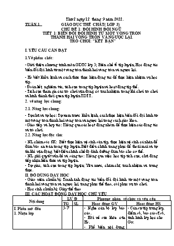 Kế hoạch bài dạy Giáo dục thể chất Khối 3 + 4 + 5 - Tuần 1 - Năm học 2022-2023 - Phạm Thị Bích Liễu