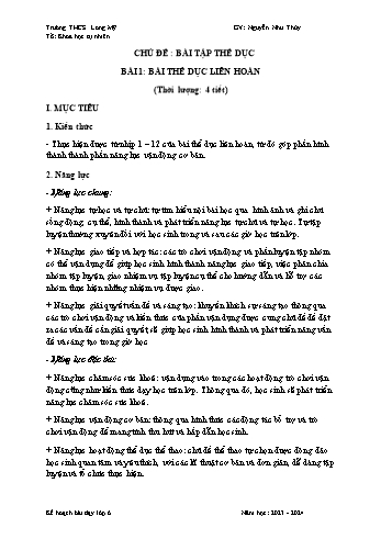 Kế hoạch bài dạy Giáo dục thể chất lớp 6 - Chủ đề: Bài tập thể dục - Bài 1: Bài thể dục liên hoàn - Năm học 2023-2024 - Nguyễn Như Thủy