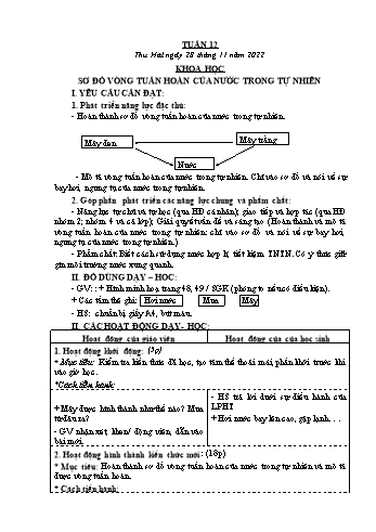 Kế hoạch bài dạy Khoa học & Đạo đức Lớp 4 - Tuần 12 - Năm học 2022-2023 - Phạm Thị Bích Liễu