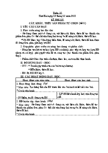 Kế hoạch bài dạy Khoa học & Đạo đức Lớp 4 - Tuần 15 - Năm học 2022-2023 - Phạm Thị Bích Liễu