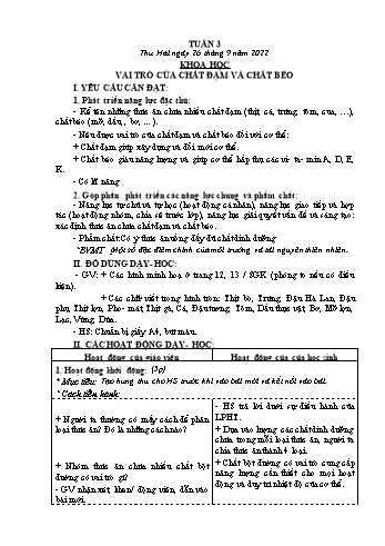 Kế hoạch bài dạy Khoa học & Đạo đức Lớp 4 - Tuần 3 - Năm học 2022-2023 - Phạm Thị Bích Liễu