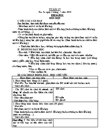 Kế hoạch bài dạy Khoa học & Kĩ thuật Lớp 5 - Tuần 17 - Năm học 2022-2023 - Phạm Thị Bích Liễu