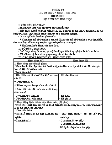 Kế hoạch bài dạy Khoa học & Kĩ thuật Lớp 5 - Tuần 19 - Năm học 2022-2023 - Phạm Thị Bích Liễu
