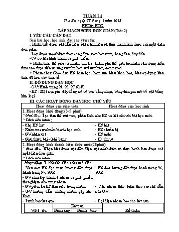 Kế hoạch bài dạy Khoa học & Kĩ thuật Lớp 5 - Tuần 24 - Năm học 2022-2023 - Phạm Thị Bích Liễu