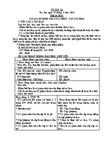 Kế hoạch bài dạy Khoa học & Kĩ thuật Lớp 5 - Tuần 26 - Năm học 2022-2023 - Phạm Thị Bích Liễu