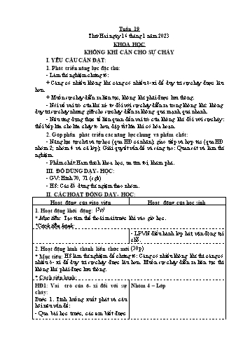 Kế hoạch bài dạy Khoa học Lớp 4 - Tuần 19 - Năm học 2022-2023 - Phạm Thị Bích Liễu