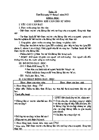 Kế hoạch bài dạy Khoa học Lớp 4 - Tuần 20 - Năm học 2022-2023 - Phạm Thị Bích Liễu