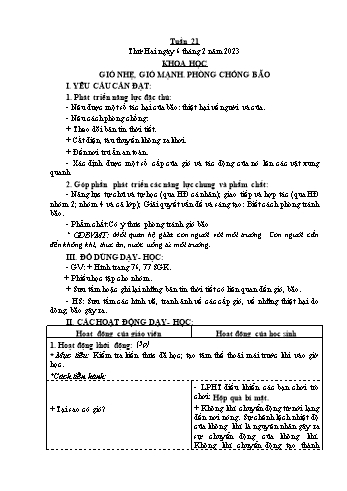 Kế hoạch bài dạy Khoa học Lớp 4 - Tuần 21 - Năm học 2022-2023 - Phạm Thị Bích Liễu