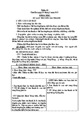 Kế hoạch bài dạy Khoa học Lớp 4 - Tuần 23 - Năm học 2022-2023 - Phạm Thị Bích Liễu