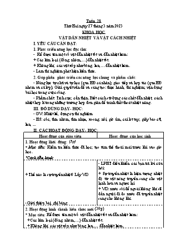 Kế hoạch bài dạy Khoa học Lớp 4 - Tuần 28 - Năm học 2022-2023 - Phạm Thị Bích Liễu