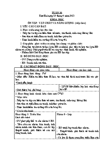 Kế hoạch bài dạy Khoa học Lớp 4 - Tuần 30 - Năm học 2022-2023 - Phạm Thị Bích Liễu