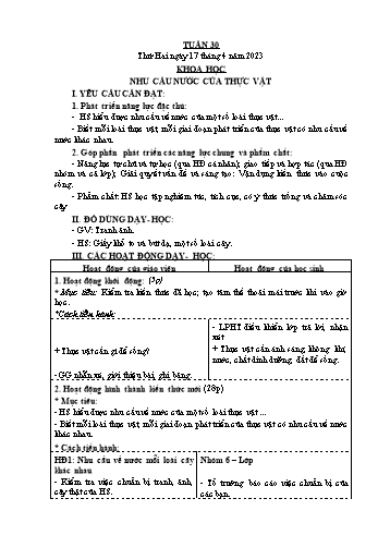 Kế hoạch bài dạy Khoa học Lớp 4 - Tuần 31 - Năm học 2022-2023 - Phạm Thị Bích Liễu
