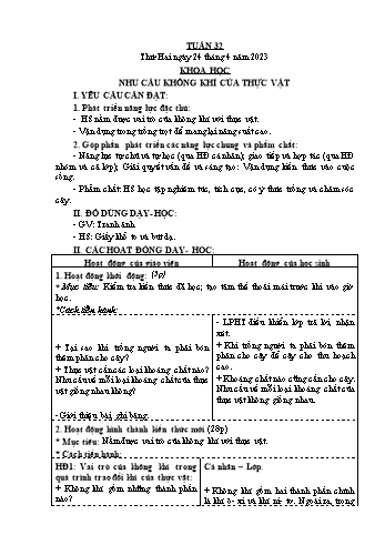 Kế hoạch bài dạy Khoa học Lớp 4 - Tuần 32 - Năm học 2022-2023 - Phạm Thị Bích Liễu