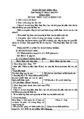 Kế hoạch bài dạy Khoa học Lớp 4 - Tuần Ôn tập - Năm học 2022-2023 - Phạm Thị Bích Liễu