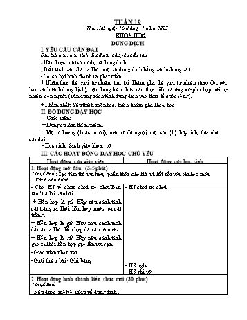 Kế hoạch bài dạy Khoa học Lớp 5 - Tuần 19: Dung dịch - Năm học 2022-2023 - Phạm Thị Bích Liễu